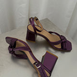 eseOese Purple Leather Heeled Sandals