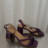 eseOese Purple Leather Heeled Sandals