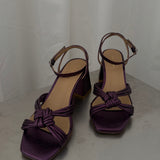 eseOese Purple Leather Heeled Sandals