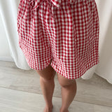 BOHODOT Red Gingham Paperbag Shorts