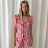 BOHODOT Red Gingham Paperbag Shorts
