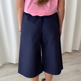 Miu Miu Navy Wide-Leg Bermuda Shorts