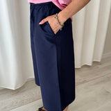 Miu Miu Navy Wide-Leg Bermuda Shorts