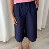 Miu Miu Navy Wide-Leg Bermuda Shorts