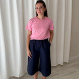 Miu Miu Navy Wide-Leg Bermuda Shorts