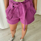 Sessùn Textured Belted Shorts
