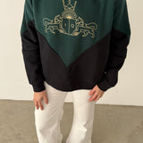 Sudadera verde y negra con gráfico IQ Collection