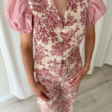 Top estampado toile con mangas abullonadas Nurrk
