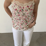 Zadig & Voltaire Top de Seda Floral con Encaje