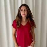 Camiseta lino fucsia Comptoir des Cotonniers