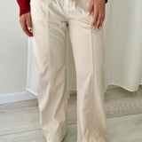 Pantalón Crema de Raya Diplomática y Pierna Ancha MEISÏE