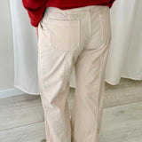Pantalón Crema de Raya Diplomática y Pierna Ancha MEISÏE