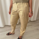 Pantalón Metalizado Dorado de Corte Tapered MEISÏE