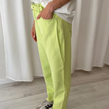 Pantalón Verde Lima de Tiro Alto con Cinturón MEISÏE