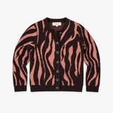 Sézane Pink & Brown Abstract-Print Cardigan