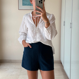 Shorts azul con cinturón ZARA M