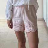 Shorts rosa con encaje y cintura ajustable ABERCROMBIE & FITCH S