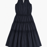 Simorra Navy Blue Sleeveless Tiered Maxi Dress