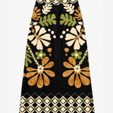 The IQ Collection Black Floral Print Maxi Skirt