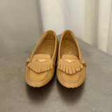 Tod's Tan Leather Fringed Loafers