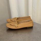 Tod's Tan Leather Fringed Loafers