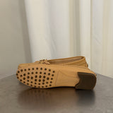 Tod's Tan Leather Fringed Loafers