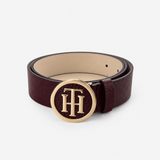Tommy Hilfiger Burgundy Leather Logo Belt