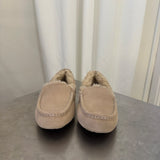 UGG Beige Suede Shearling-Lined Moccasin Slippers