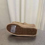 UGG Beige Suede Shearling-Lined Moccasin Slippers