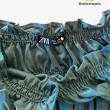 Top fruncido verde satinado ZARA L