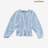Blusa blanca volantes ZARA XS