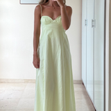 Vestido largo verde lima ZARA XS