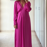 Vestido midi satinado rosa ZARA L