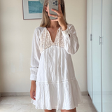 Vestido blanco con encaje en el pecho ZARA XS