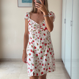 Vestido blanco estampado floral con tirantes ZARA L