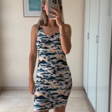 Vestido corto estampado tropical BIZANCE PARIS S