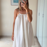 Vestido corto globo blanco ZARA M