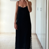 Vestido midi lencero negro ZARA L