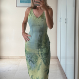 Vestido midi verde VINTAGE M