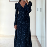 Vestido topos azul ZARA M