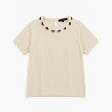 Weekend Max Mara Cream Short-Sleeve Knit Top