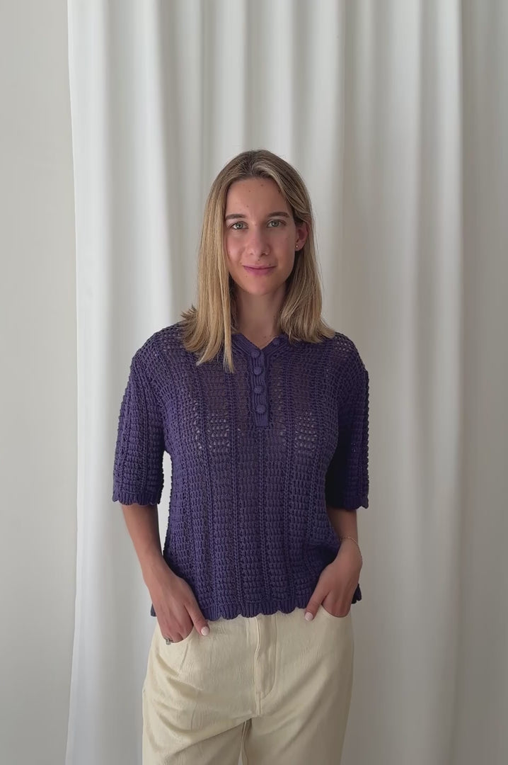 MEISÏE Purple Crochet Knit Top | Second Hand – Pasaly